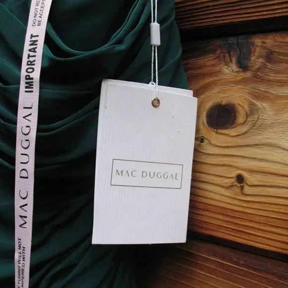 MAC DUGGAL 26484 Womens Green Ruched Off-The-Shoulder Midi Dress - Picture 14 of 14